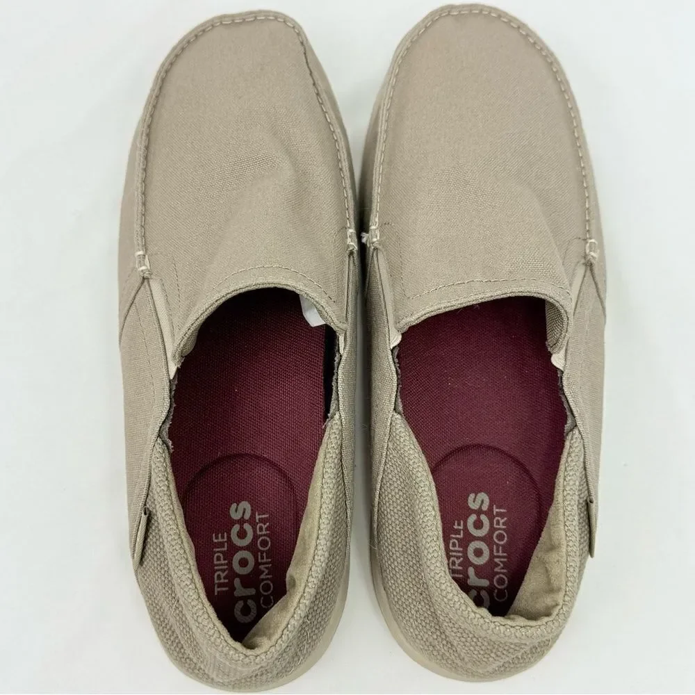 Crocs Tan Canvas Conversion Heel Slip On Deck Boat Loafers